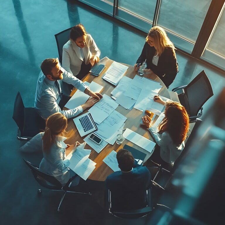 groupe de personnes assis autour d'une table